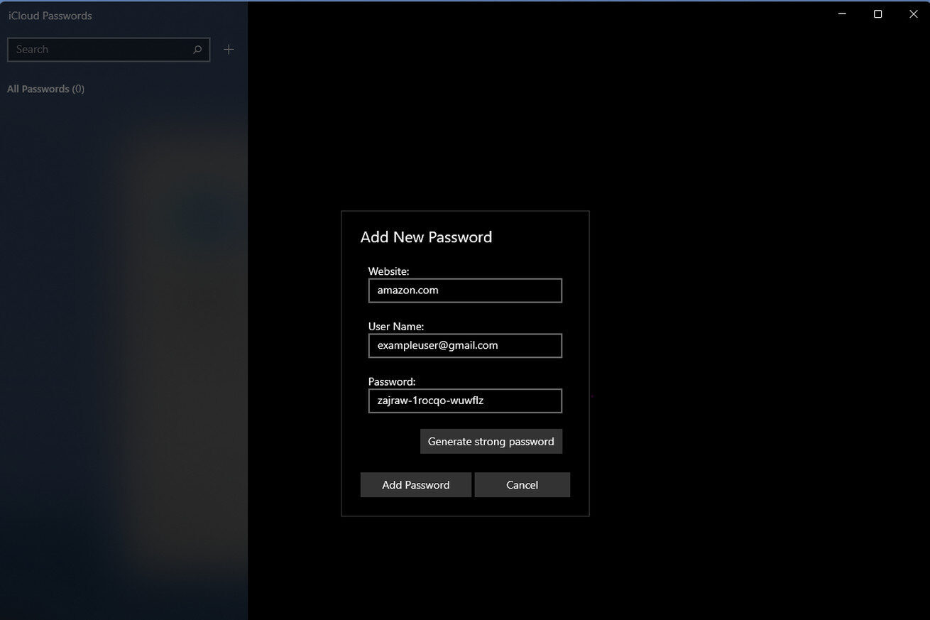 iCloud for Windows gets a built in password generator