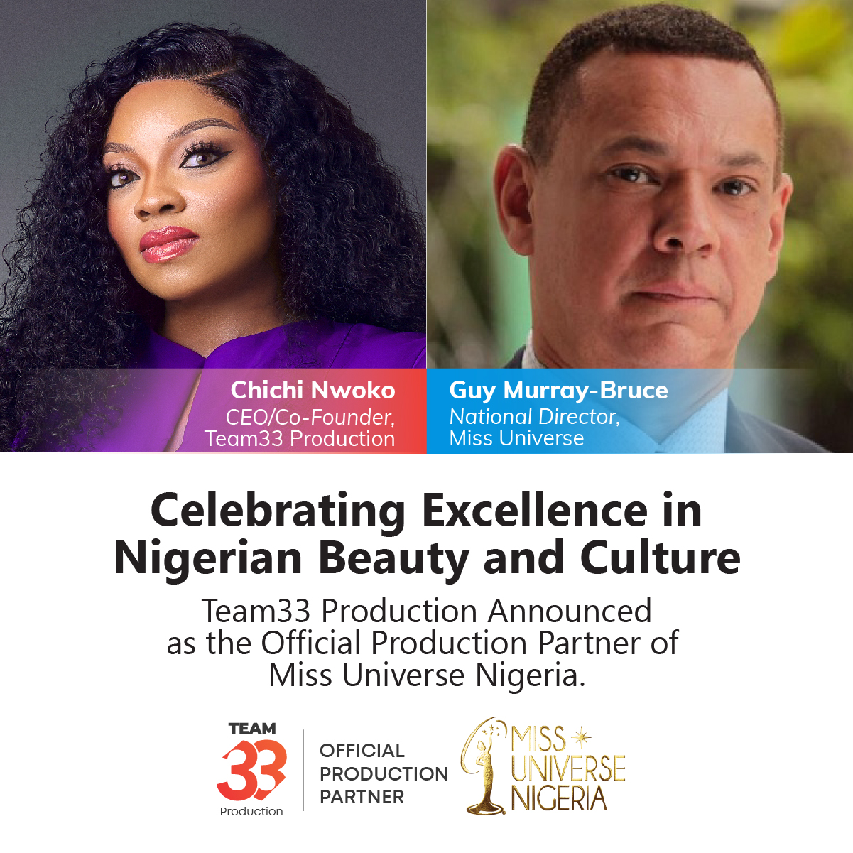 Team33 Production Renews Partnership with Miss Universe Nigeria for 2024 Pageant