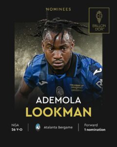 Super Eagles Forward Ademola Lookman Nominated for the 2024 Men’s Ballon d’Or Award | See Full List