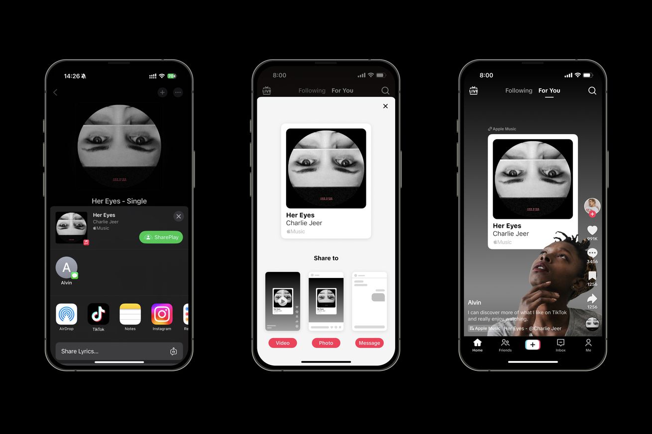You can now share streaming music directly to TikTok posts
