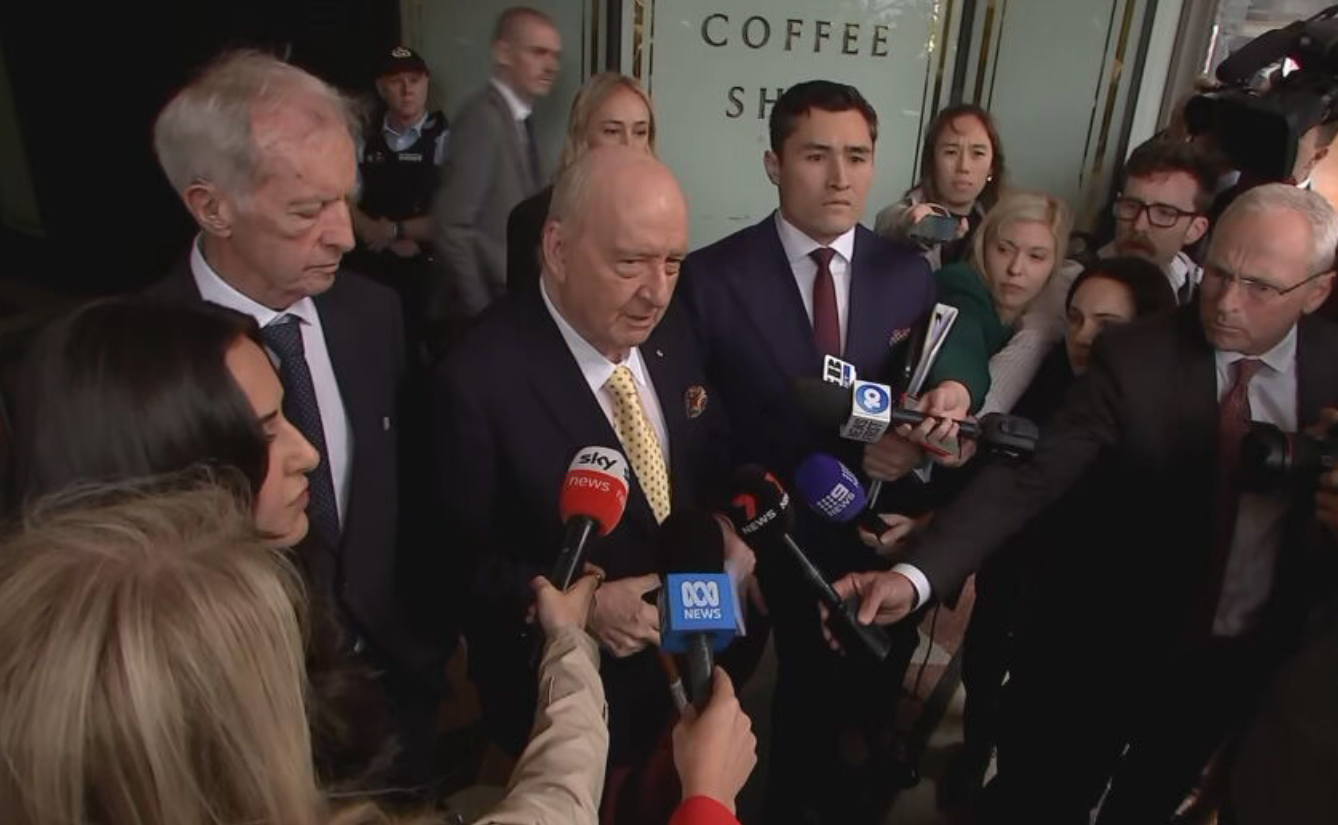 ‘I’m not guilty’: Alan Jones speaks outside court over assault charges