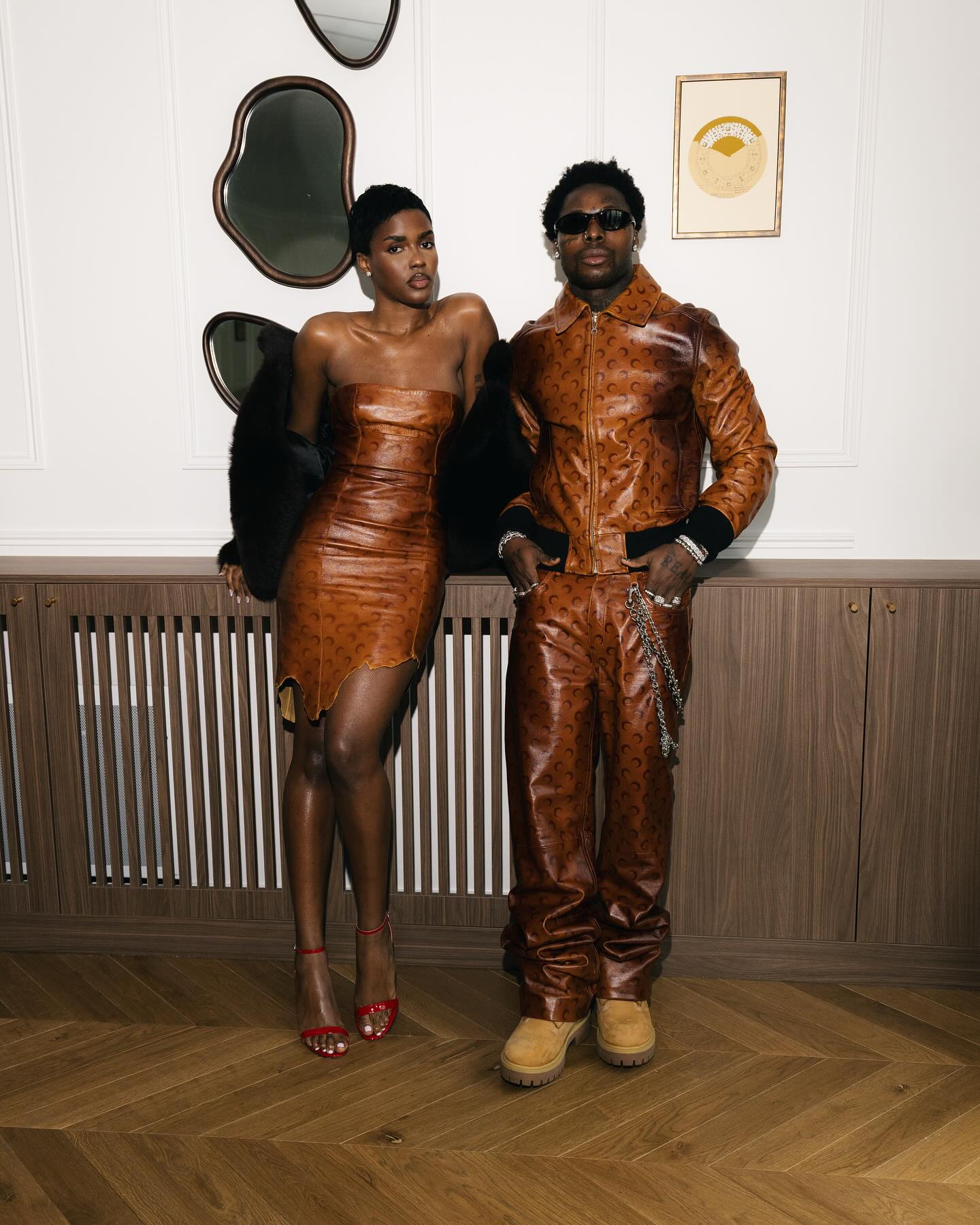 Asake & Eva Apio Rock Matching Marine Serre Looks at Paris Fashion Week