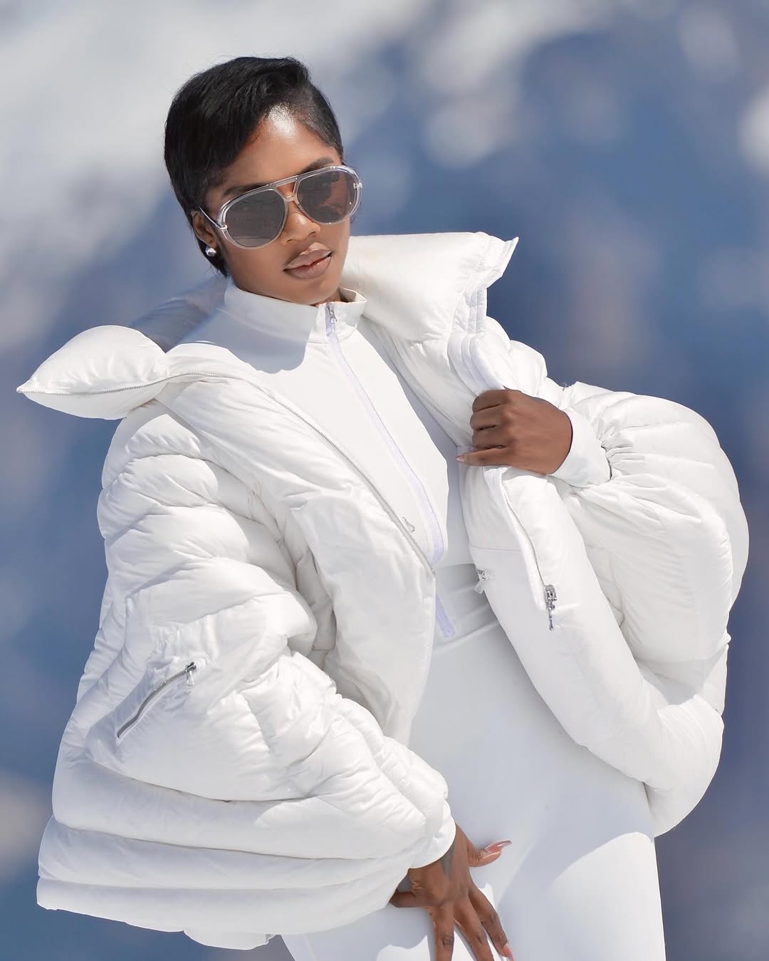 Tiwa Savage Shows Us How to Slay in All-White at a Snowy Ski Resort