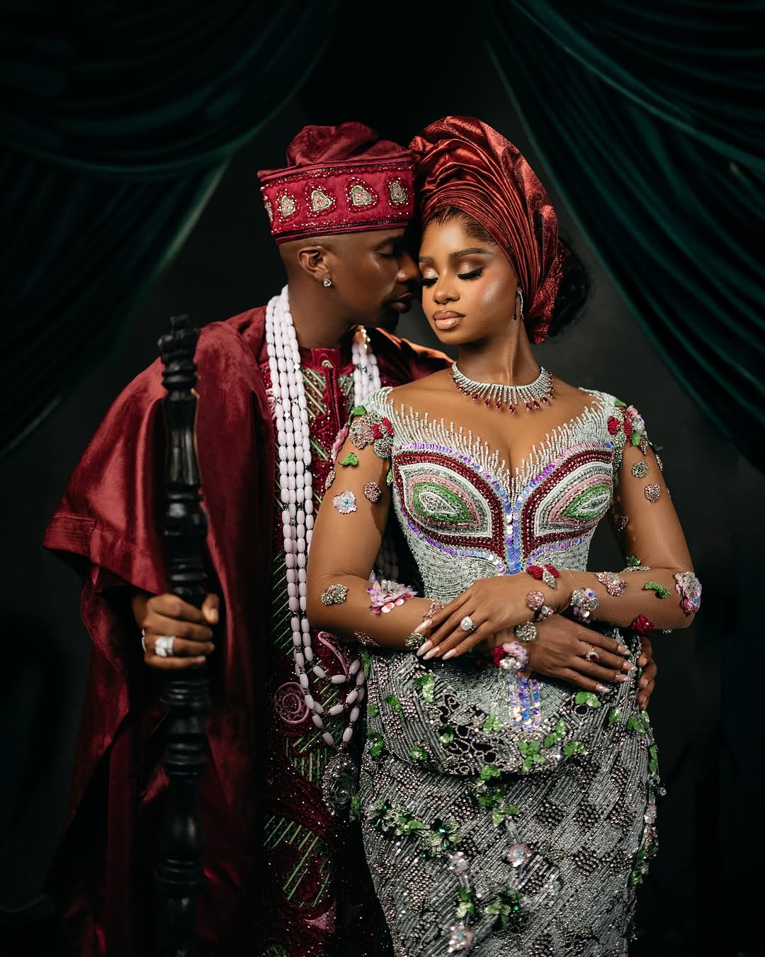 Velvet and Lace Royalty! Priscilla Ojo & Juma Jux’s Second Look Said “Crown Us”
