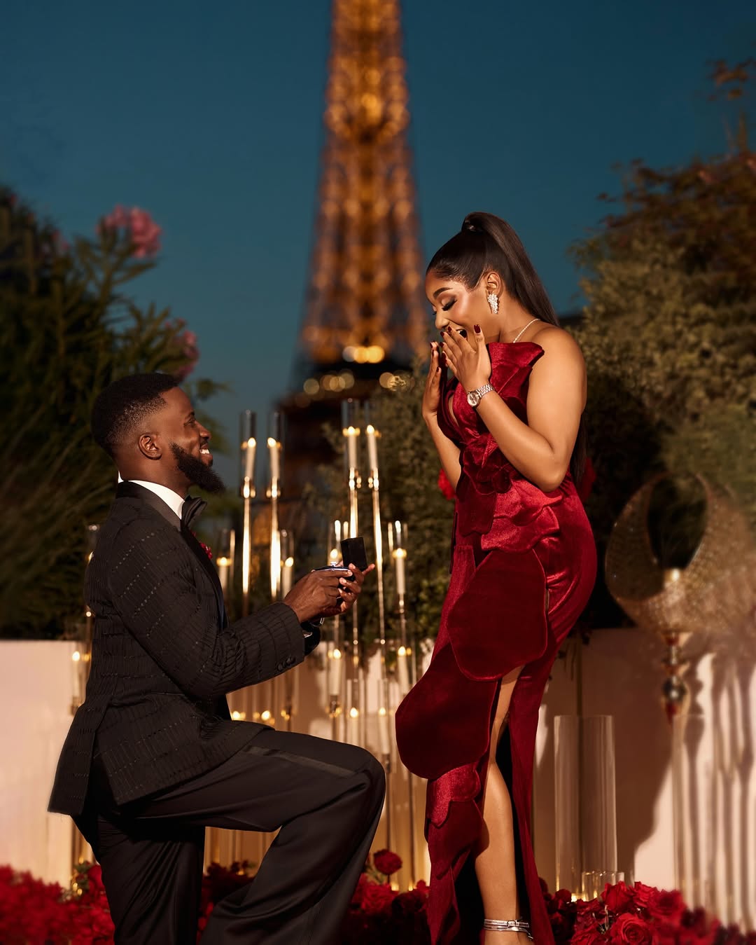 These Photos of Akin Faminu’s Proposal to Kiky Festus Are Straight Out of a Parisian Fairytale